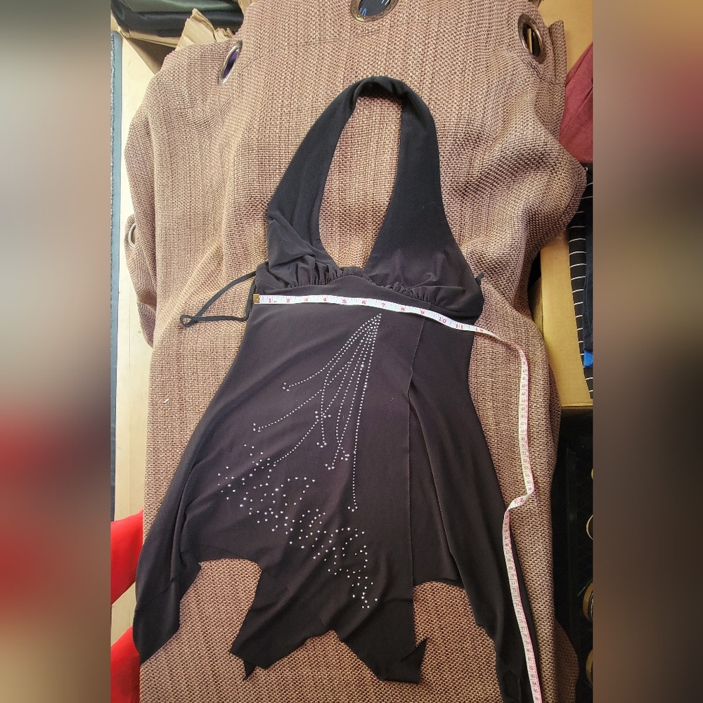 Black Halter Top with Rhinestone Design Size Small